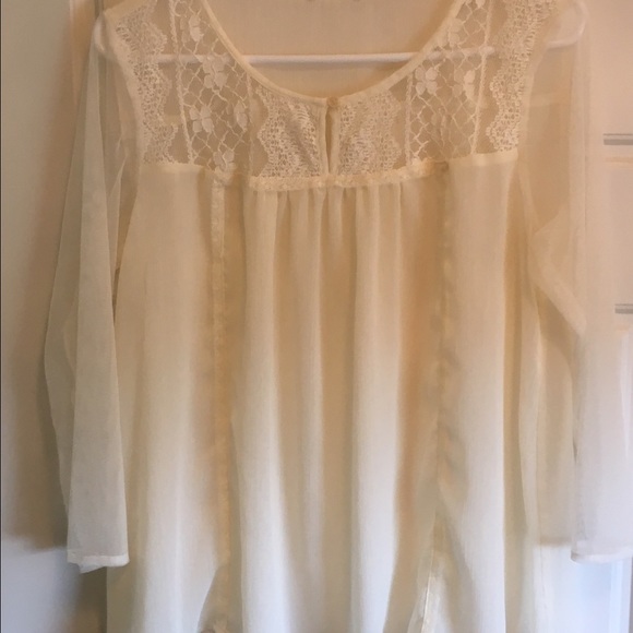 polyester gauzy peasant top