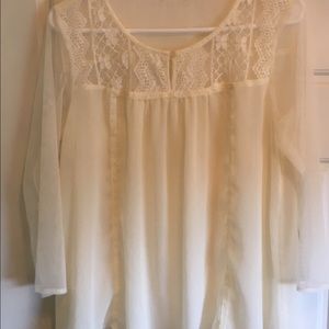 polyester gauzy peasant top