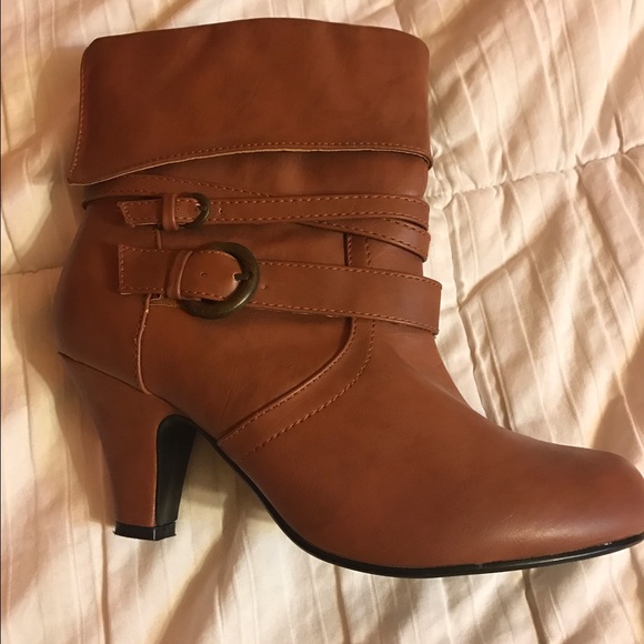 Brown heeled booties