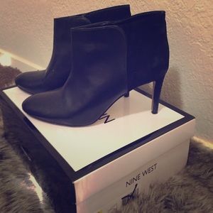 Nine West black high heel booties