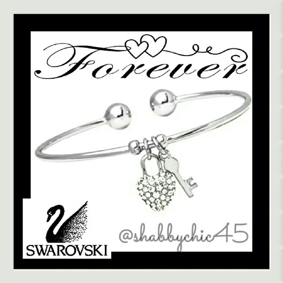 Swarovski Jewelry - Silvertone Key to my Swarovski Heart Arm Cuff Swarovski Jewelry - Silvertone Key to my Swarovski Heart Arm Cuff