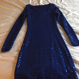 Betsey Johnson Blue Sequined Small Sweater Dress