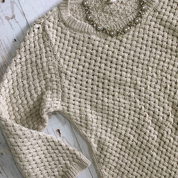 Lands' End Sweaters - Cream Basket Weave Sweater