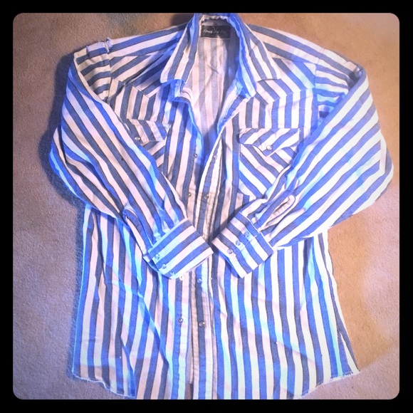 Blue/white Striped Ranch & Town by Panhandle Slim - Picture 1 of 3