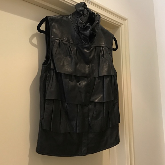Diane von Furstenberg leather bomber vest