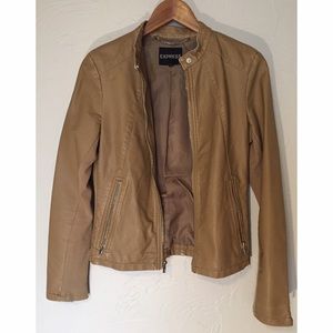 Faux leather crop jacket