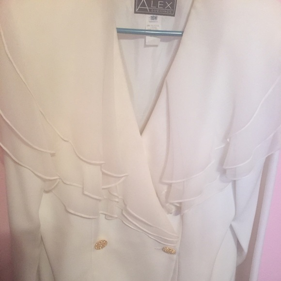 white chiffon pant suit