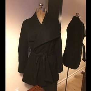 Zara Basic Black Coat Sz S