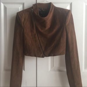 BCBG Brown Suede Crop Jacket
