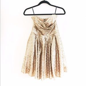 ASOS gold sequin strapless dress