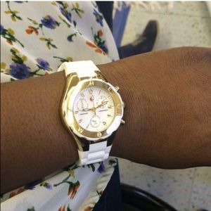 White and gold Michele watch