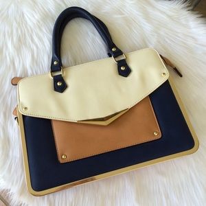 ALDO brown and blue satchel handbag