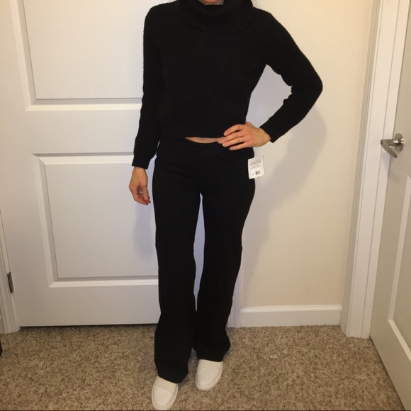 Athleta ponte classic wide black pants women 4 S