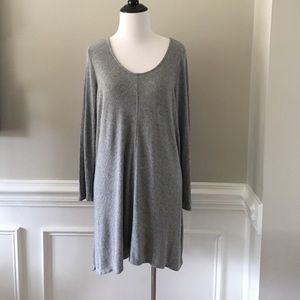 Asymmetrical Gray-Long Sleeve Cable and Gauge Top