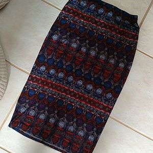 Geometric aztec midi skirt