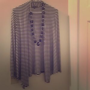 Black and white striped cardigan