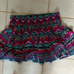 Aztec print mini skirt.