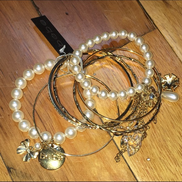 BeBe Pearl and gold bangles