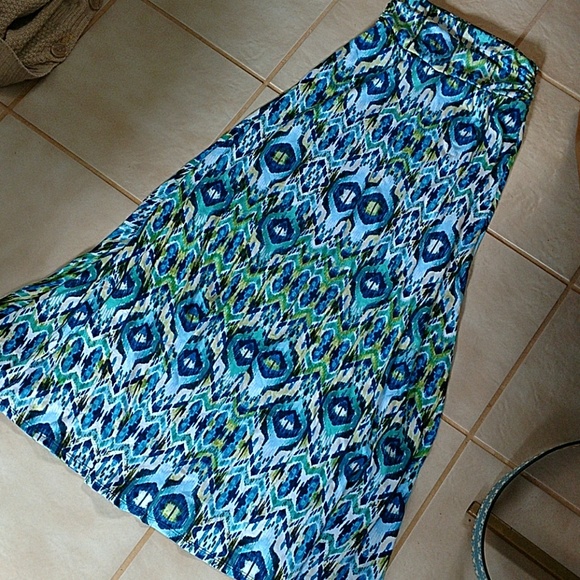 Turquoise aztec maxi skirt