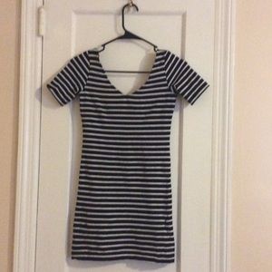 Divided Black/white dress with stripes