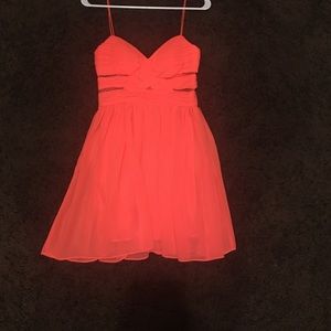 Neon orange mesh layered dress