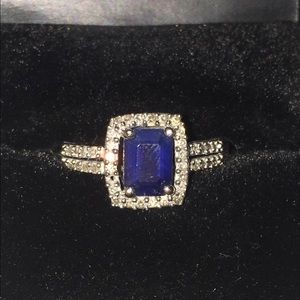 💍Sapphire and Diamond Ring in 14k White Gold💍
