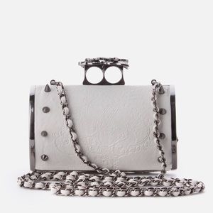 Religion Monarch Studded Hard Clutch Off White