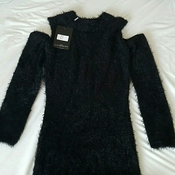 Black cold shoulder dress
