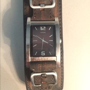 Guess Leather Cuff Watch