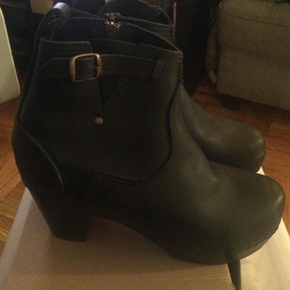 Black clog boots high heel 38