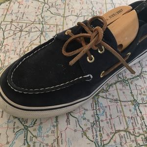 Navy and Tan Sperry Topsiders