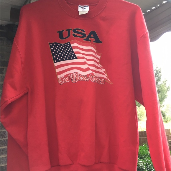 Jerzees Other - NWOT Men's USA God Bless America Red Sweat Shirt L