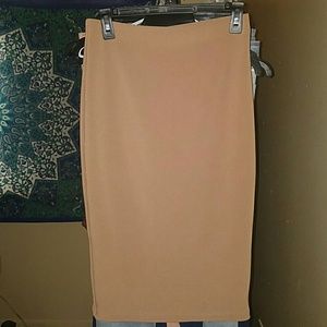 Nude, high waisted, pencil skirt