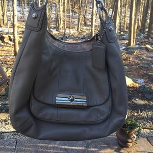 Coach leather soft shoulder bag in taupe