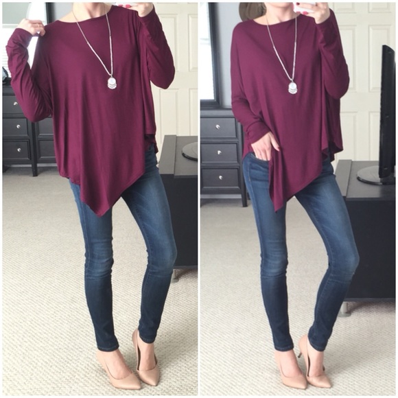 Tops - LAST ITEM▫️Plum Uneven Hem Top