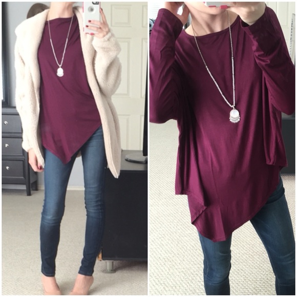 LAST ITEM▫️Plum Uneven Hem Top - Picture 2 of 4