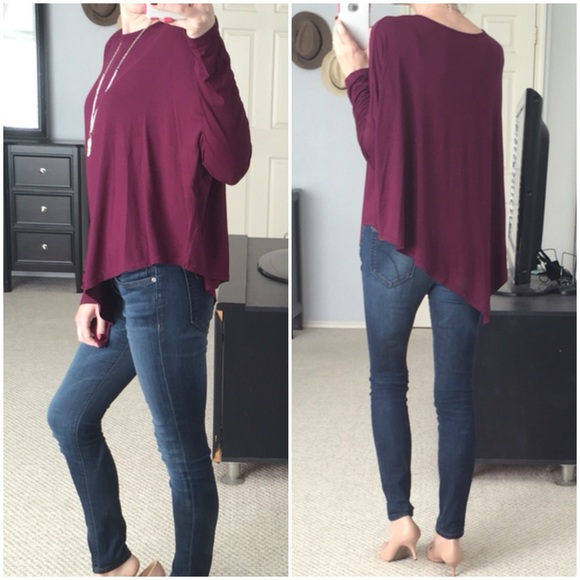 LAST ITEM▫️Plum Uneven Hem Top - Picture 3 of 4