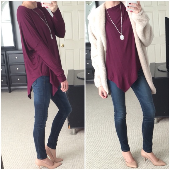 LAST ITEM▫️Plum Uneven Hem Top - Picture 4 of 4