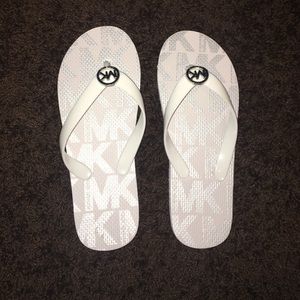 White Michael kors flip flops