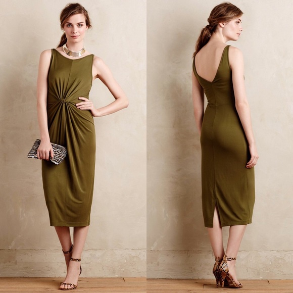 Anthropologie Dresses & Skirts - HD in Paris olive green knot midi dress