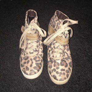 Leopard print sneaker wedges
