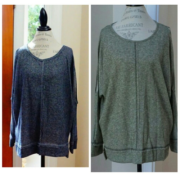 Cold shoulder sweatshirt top heather olive or Navy - Picture 5 of 5
