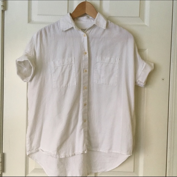 Madewell White Short Sleeve Courier Shirt