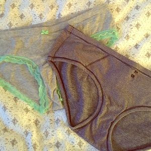 aerie Briefs Bundle LG Lace Bow & Striped Buttons