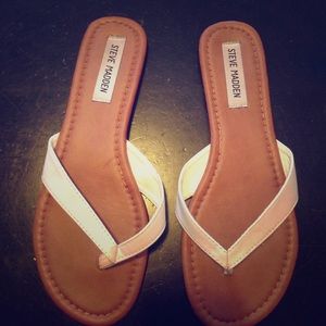 White Steve Madden Flip Flops