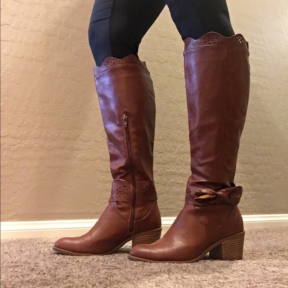 madison Shoes - ⭐️Madison tall cognac laser cut boot⭐️