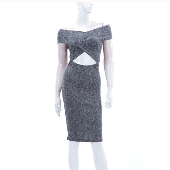 Grey Sleeveless X Shape Con Dress