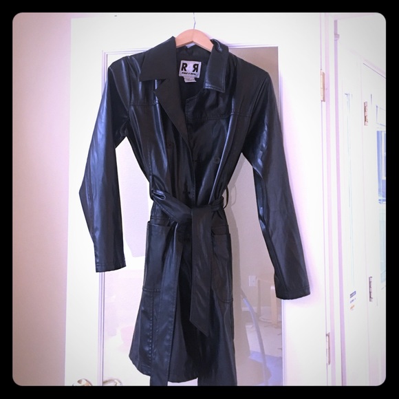 Black Pleather Trench Coat