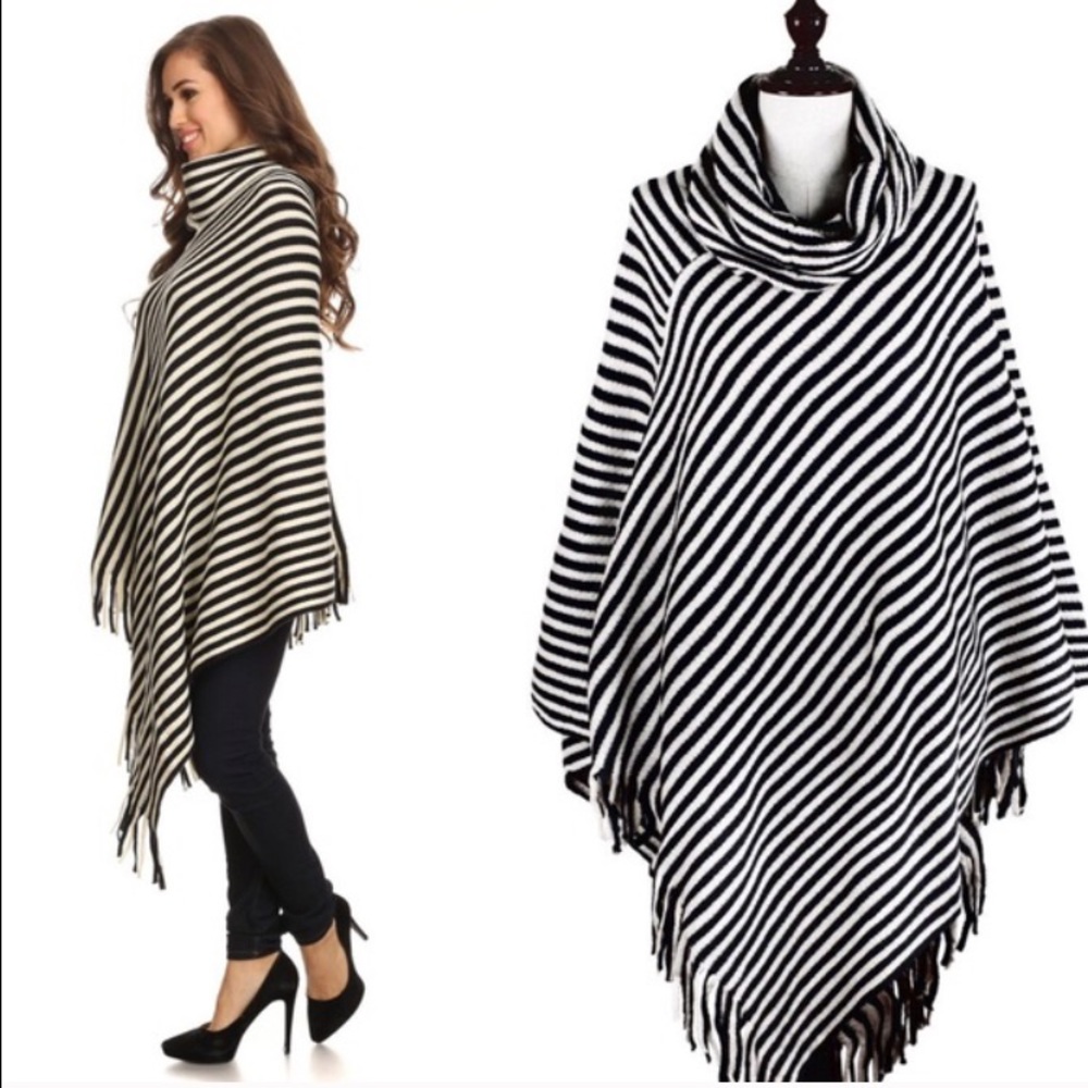 ❌❌SOLD Poncho Tassel Asymmetric Fringe TUNIC Cowl - Picture 4 of 4