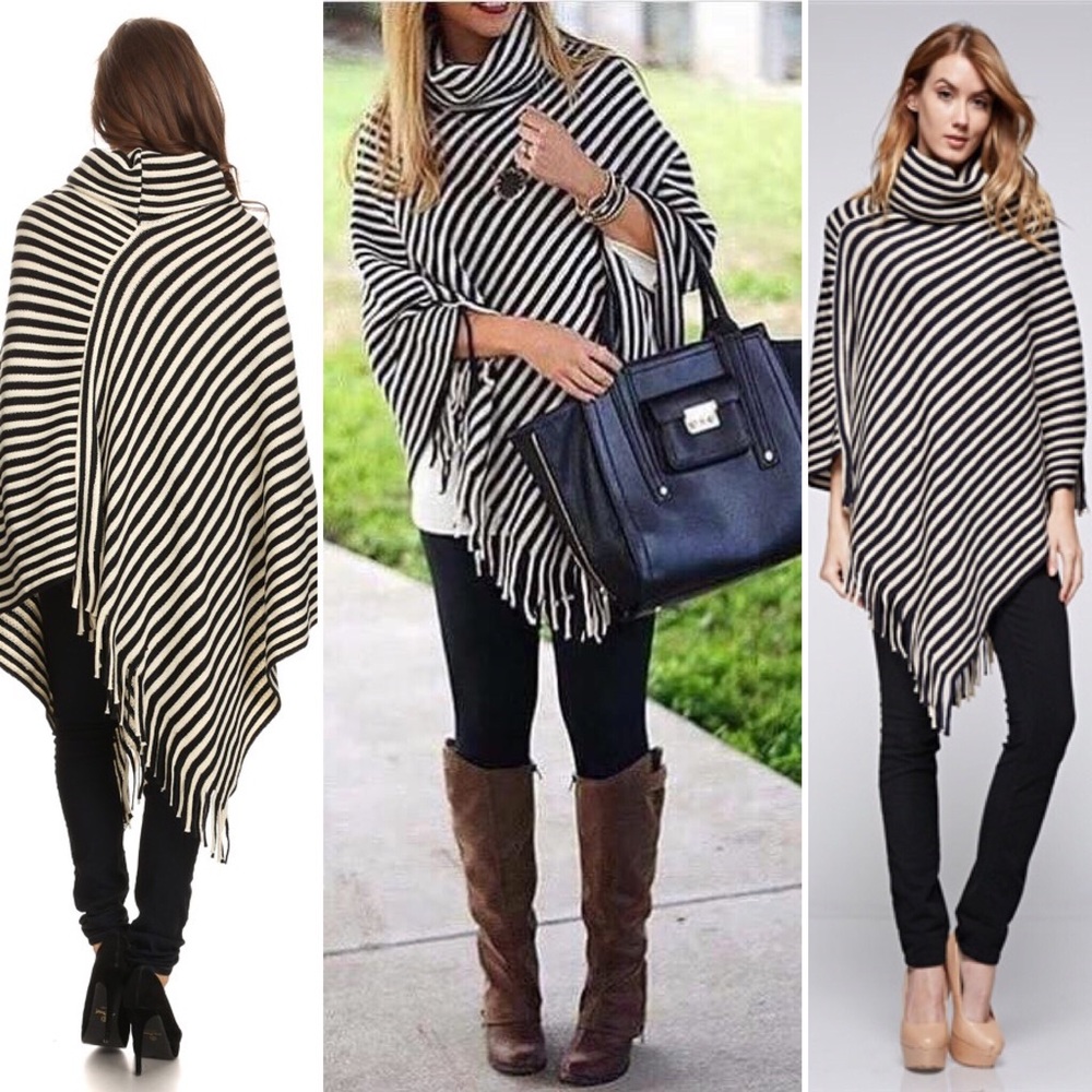 ❌❌SOLD Poncho Tassel Asymmetric Fringe TUNIC Cowl - Picture 1 of 4